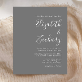 Lámina Invitación de Boda Gris de Escritura Moderna Econó