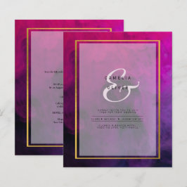Lámina InVITACIÓN DE Boda Intensa Magenta Pluma Púrpura