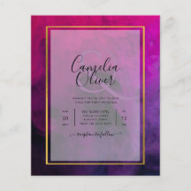 InVITACIÓN DE Boda Intensa Magenta Pluma Púrpura