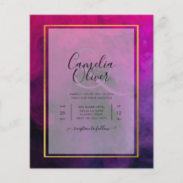 Lámina InVITACIÓN DE Boda Intensa Magenta Pluma Púrpura