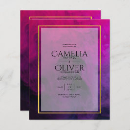 Lámina InVITACIÓN DE Boda Intensa Magenta Pluma Púrpura