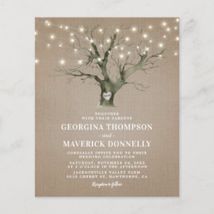 Lámina Invitación de Boda Luces de Árbol Rústico Presupue