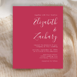Lámina Invitación de boda magenta con guión moderno econó