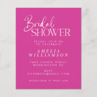 Invitación de boda minimal fucsia con letra script