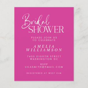 Lámina Invitación de boda minimal fucsia con letra script