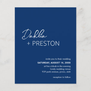 Lámina Invitación de boda minimalista azul marino moderna