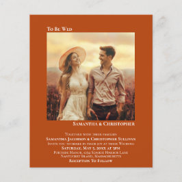 Lámina Invitación de boda minimalista con foto naranja PR