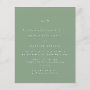 Lámina Invitación de boda minimalista con monograma en ve