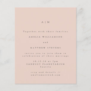 Lámina Invitación de boda minimalista con monograma y ton