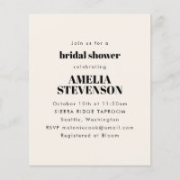 Invitación de boda minimalista de marfil presupues