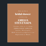 Lámina Invitación de boda minimalista de terracota económ<br><div class="desc">Invitación de boda minimalista económica en marrón terracota boho</div>