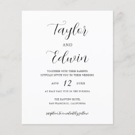 Lámina Invitación de boda minimalista en blanco y negro c