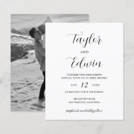 Lámina Invitación de boda minimalista en blanco y negro c