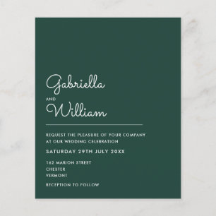Lámina Invitación de boda minimalista esmeralda verde pre