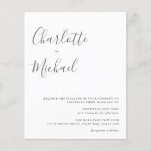 Lámina Invitación de boda minimalista gris y blanca con p