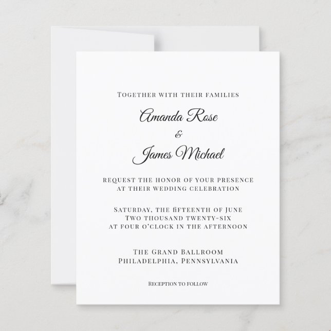 Lámina invitación de boda minimalista moderna (Anverso)