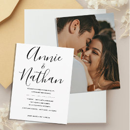 Lámina Invitación de boda minimalista moderna en negro y 