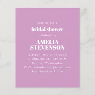 Lámina Invitación de boda minimalista morada económica