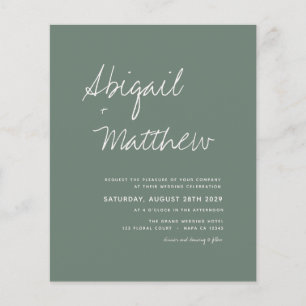 Lámina Invitación de boda minimalista verde esmeralda eco