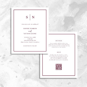 Lámina Invitación de boda minimalista y chic con código Q