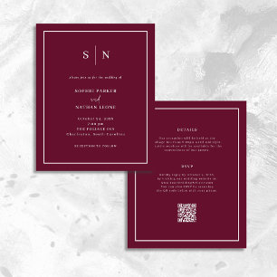 Lámina Invitación de boda minimalista y chic con código Q