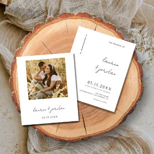 Lámina Invitación de boda moderna boho con foto económica