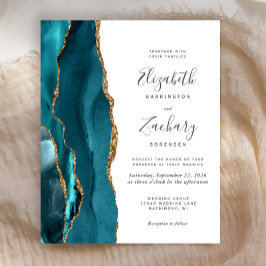 Lámina Invitación de boda moderna con ágata verde azulado