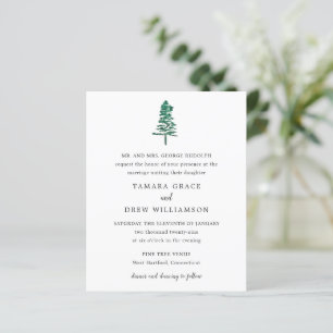 Lámina Invitación de boda moderna con árbol de pino rústi