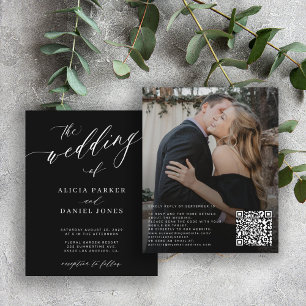 Lámina Invitación de boda moderna con código QR económico
