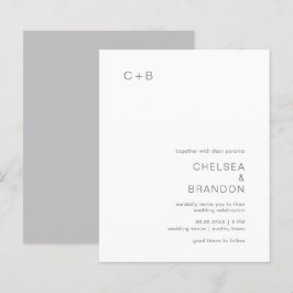 Lámina Invitación de boda moderna con monograma gris pres
