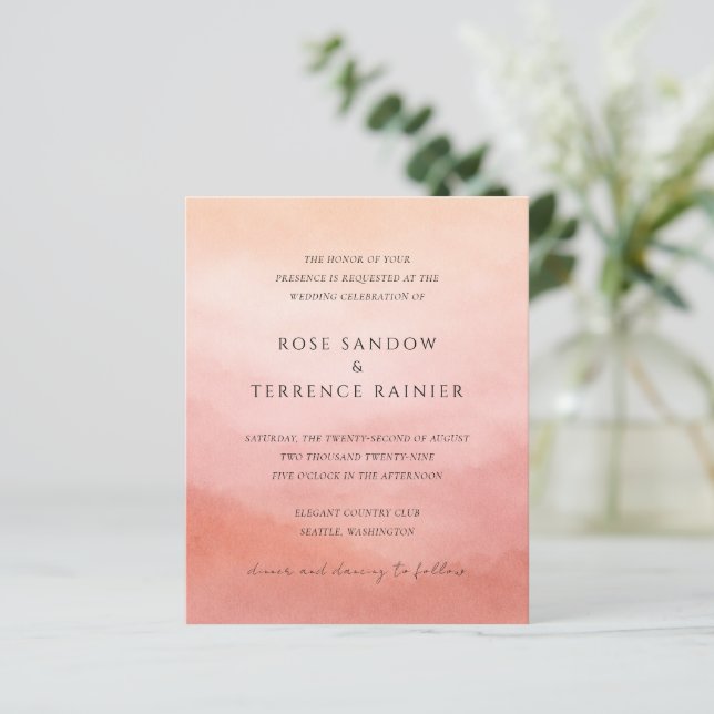 Lámina Invitación de boda moderna de coral costero chic (Anverso de pie)