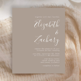 Lámina Invitación de boda moderna económica en taupe con