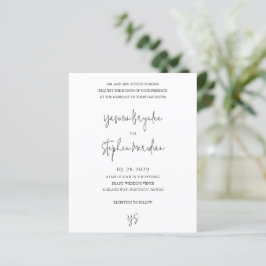Lámina Invitación de boda moderna en blanco y negro con p