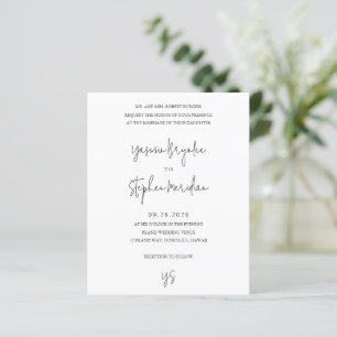 Lámina Invitación de boda moderna en blanco y negro con p