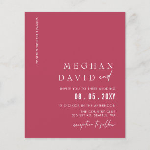 Lámina Invitación de boda moderna magenta presupuesto