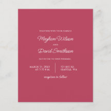 Invitación de boda moderna magenta presupuesto