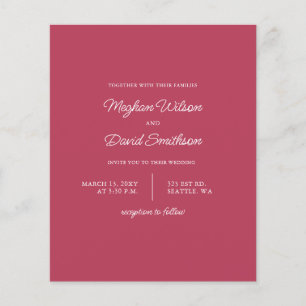 Lámina Invitación de boda moderna magenta presupuesto