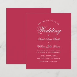 Lámina Invitación de boda moderna magenta roja presupuest