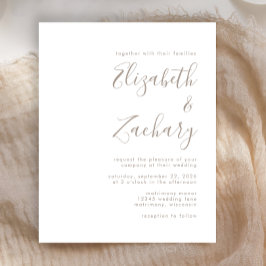 Lámina Invitación de boda moderna y económica en tono tau