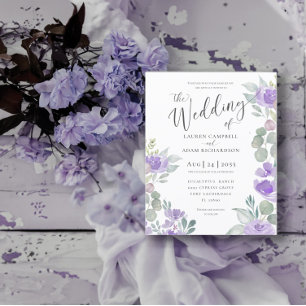Lámina Invitación de Boda Morada de Eucalipto Rústico Eco