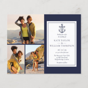 Lámina Invitación de boda náutica azul marino presupuesto