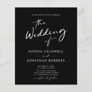 Lámina Invitación de Boda Negra Caligrafía Presupuesto To
