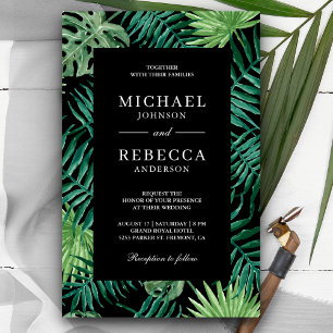 Lámina Invitación de Boda Negra Económica de Palma Tropic