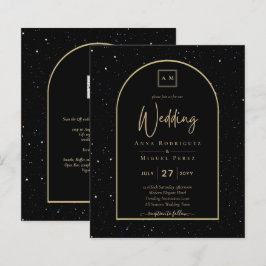 Lámina INVITACIÓN DE Boda Nocturna Starry BLACK GOLD