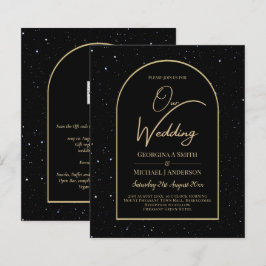 Lámina INVITACIÓN DE Boda Nocturna Starry BLACK GOLD