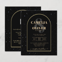 INVITACIÓN DE Boda Nocturna Starry BLACK GOLD