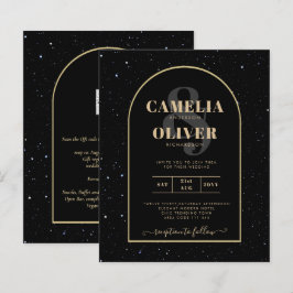 Lámina INVITACIÓN DE Boda Nocturna Starry BLACK GOLD