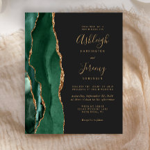 Invitación de boda oscura de ágata verde esmeralda
