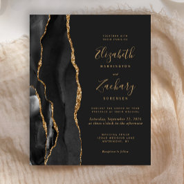 Lámina Invitación de boda oscura de ónix dorado con presu