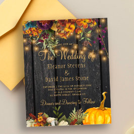 Lámina Invitación de boda otoñal rústica de madera con pr
